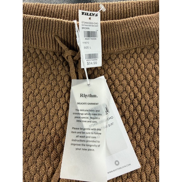 Rhythm Jossie Knit Maxi Skirt Brown Textured Drawstring Boho - Picture 3 of 5